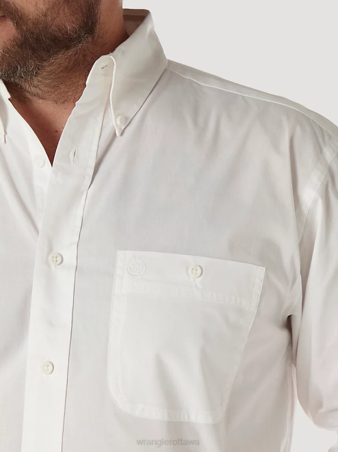 Wrangler Clothing White (MGS268W) Men George Strait  National Patriot Button Down Solid Shirt 8V2H372