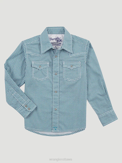 Wrangler Clothing Blue Zag (112317146) Boys 20X Advanced Comfort Western Snap Print Shirt 8V2H992
