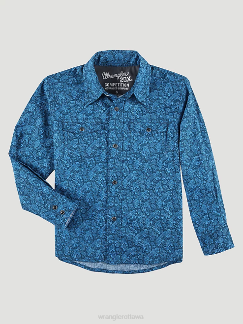 Wrangler Clothing Floral Blue (112324808) Boys 20X Advanced Comfort Western Snap Print Shirt 8V2H991