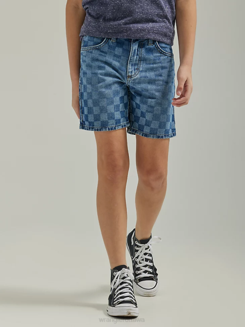 Wrangler Clothing Indigo (112335593) Boys Checkered Denim Short 8V2H1038