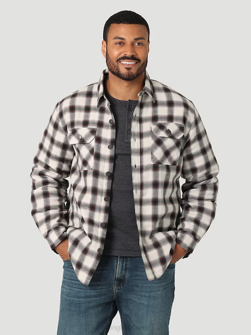 Wrangler Clothing Lilly White (112324451) Men Heavyweight Plaid Sherpa Lined Shirt Jacket 8V2H390