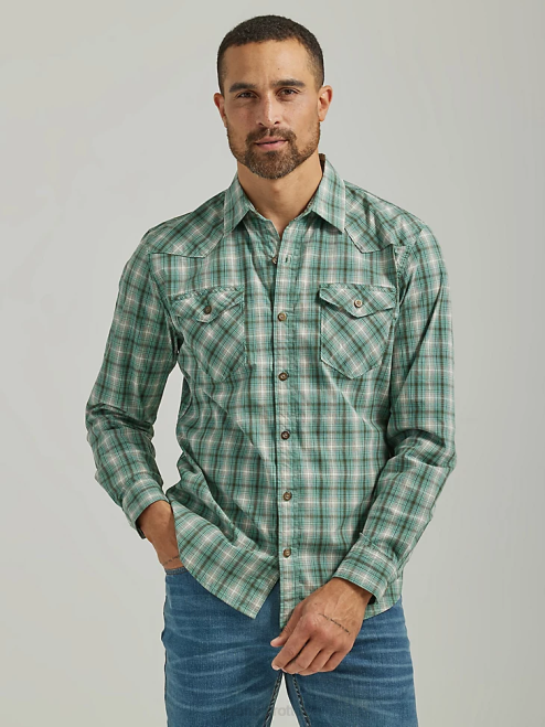 Wrangler Clothing Canton (112330910) Men Cowboy Wash Plaid Shirt 8V2H413