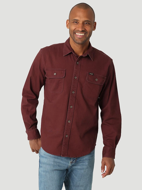 Wrangler Clothing Decadent Chocolate (112322907) Men Epic Soft Stretch Twill Shirt 8V2H329