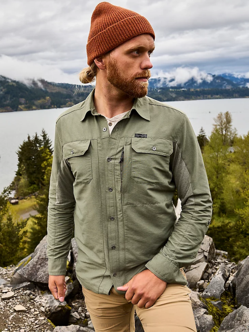 Wrangler Clothing Dusty Olive (NSB89DV) Men ATG Mix Material Shirt 8V2H377