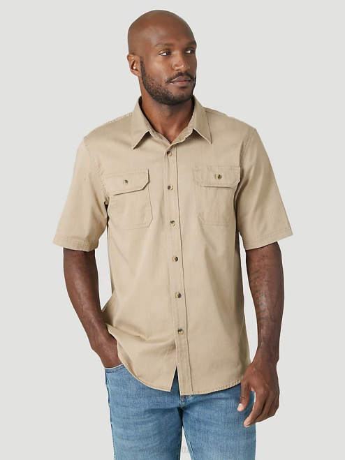 Wrangler Clothing Elmwood Heather (112315232) Men Epic Soft Flex Twill Shirt 8V2H360