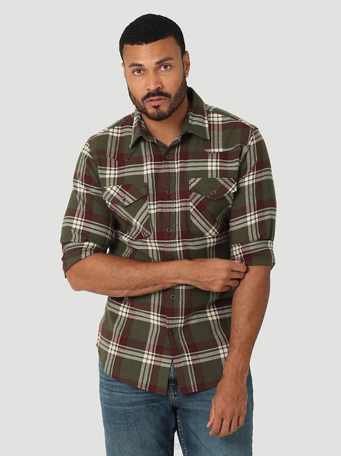 Wrangler Clothing Forest Night (112325082) Men Cloud Flannel Free To Stretch Shirt 8V2H385