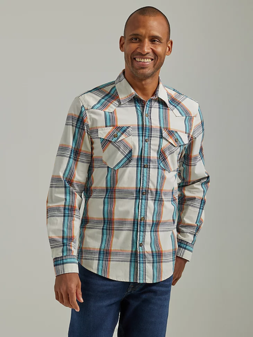 Wrangler Clothing Honey (112330929) Men Cowboy Wash Plaid Shirt 8V2H411