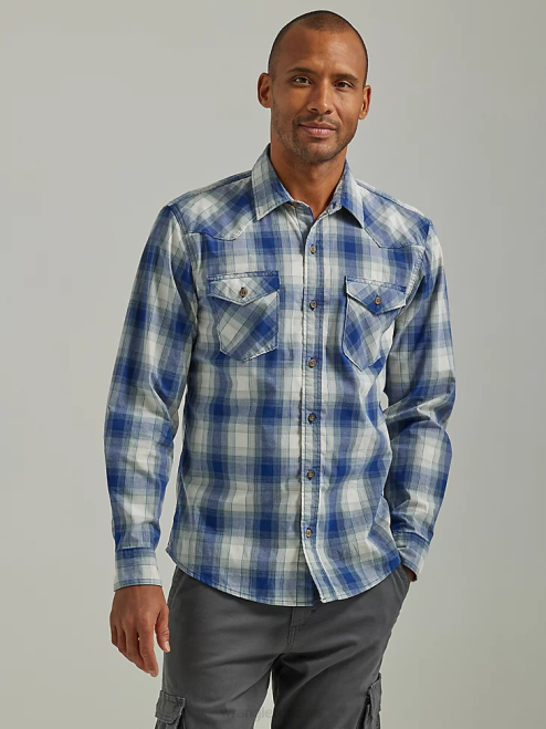 Wrangler Clothing Navagio Bay (112330909) Men Cowboy Wash Plaid Shirt 8V2H415