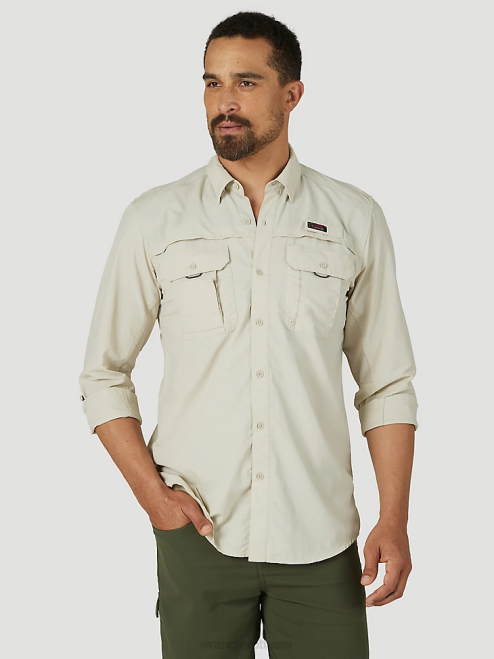 Wrangler Clothing Pelican (10NSB75PN) Men ATG Angler Long Sleeve Shirt 8V2H340