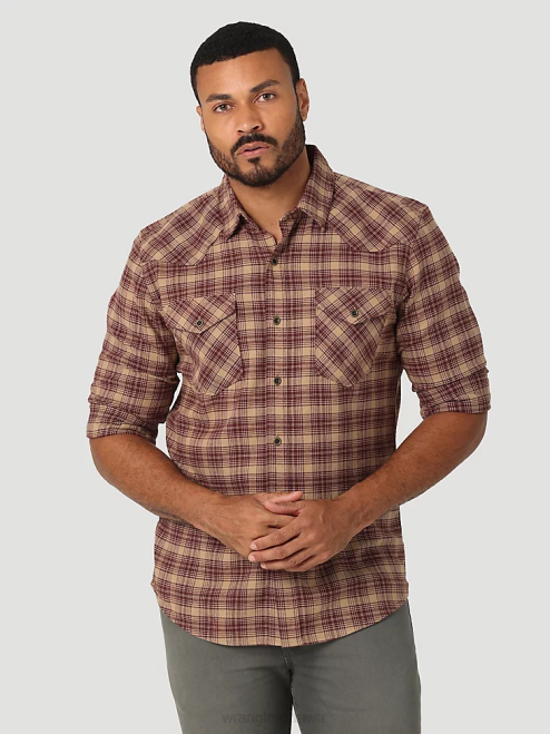 Wrangler Clothing Petrified Oak (112324448) Men Cloud Flannel Free To Stretch Shirt 8V2H382