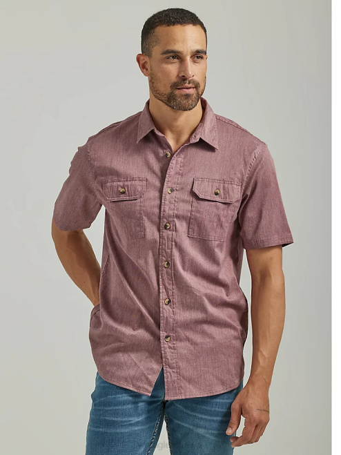 Wrangler Clothing Sable Heather (112333277) Men Epic Soft Flex Twill Shirt 8V2H358
