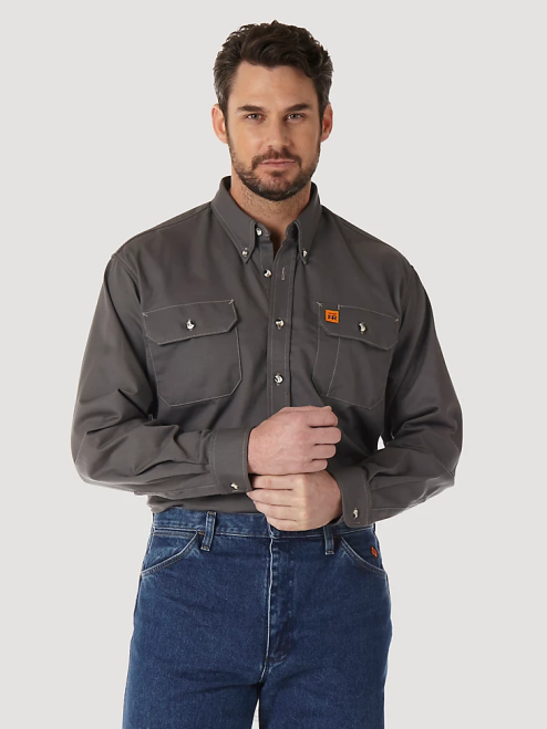 Wrangler Clothing Slate Grey (FR3W5GY) Men RIGGS Workwear FR Flame Resistant Work Shirt 8V2H404