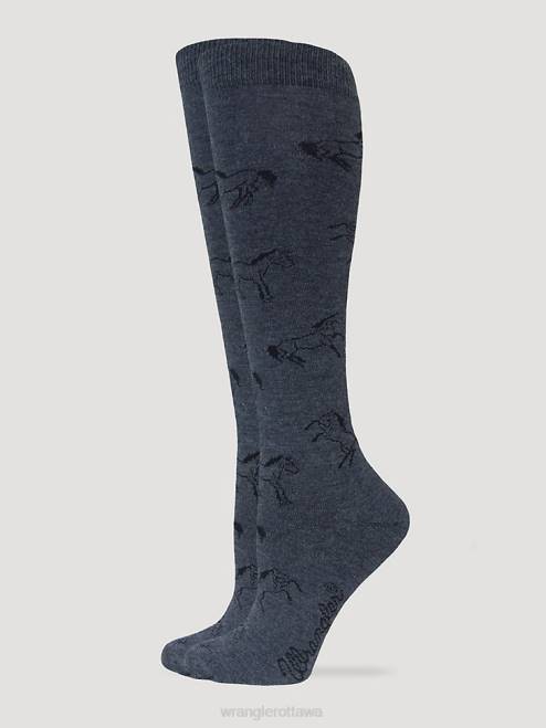 Wrangler Accessories Charcoal (SOW004H) Women Horse Boot Sock 8V2H923