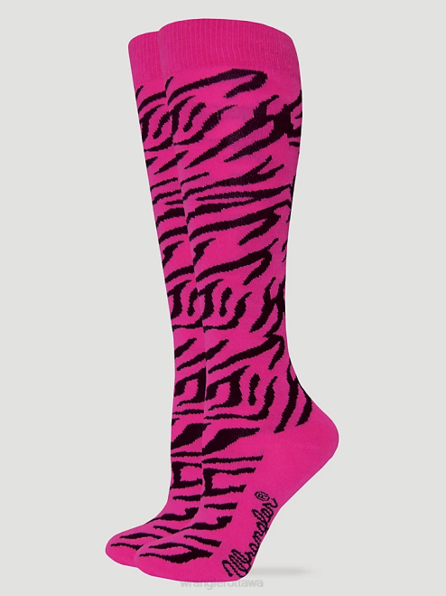 Wrangler Accessories Fuchsia Pink (112351524) Women Zebra Knee High Socks 8V2H912
