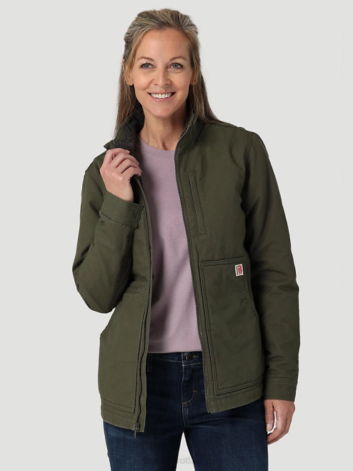 Wrangler Clothing Loden (112318476) Women RIGGS Tough Layers Sherpa Lined Canvas Jacket 8V2H864